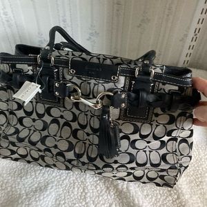 NWTCoach Black and White Signature satchel